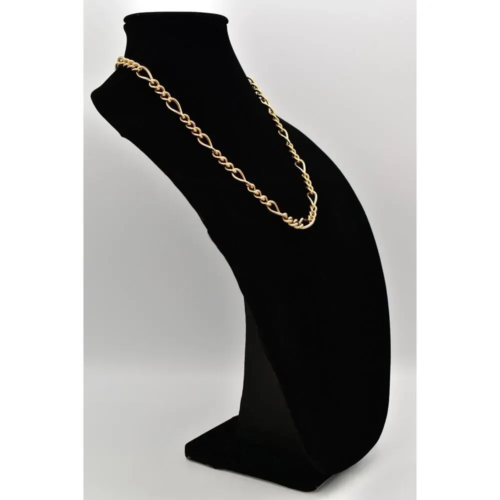 Erwin Pearl Vintage Chain Necklace Linked Chunky Shiny Gold Thick Signed BinA17